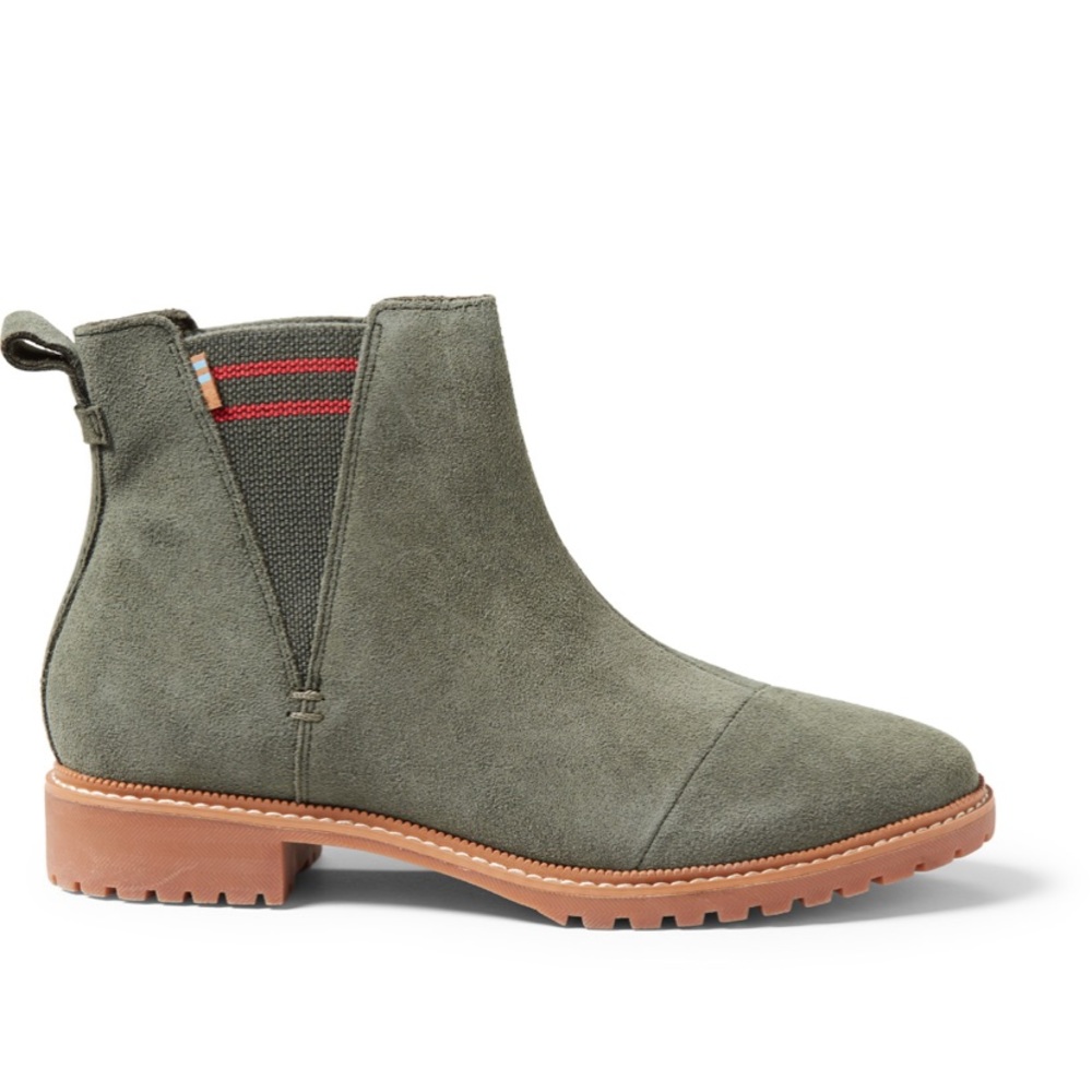 Womens TOMS Cleo Olive Suede Booties Size 8.5